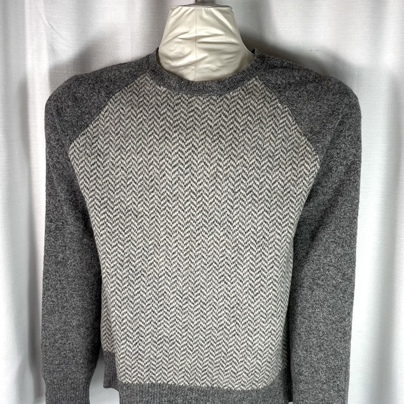 J. Crew Sweaters J Crew Mens Gray Cream Wool Herringbone Crewneck